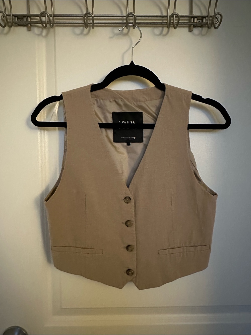 Zara Linen Blend Cropped Vest